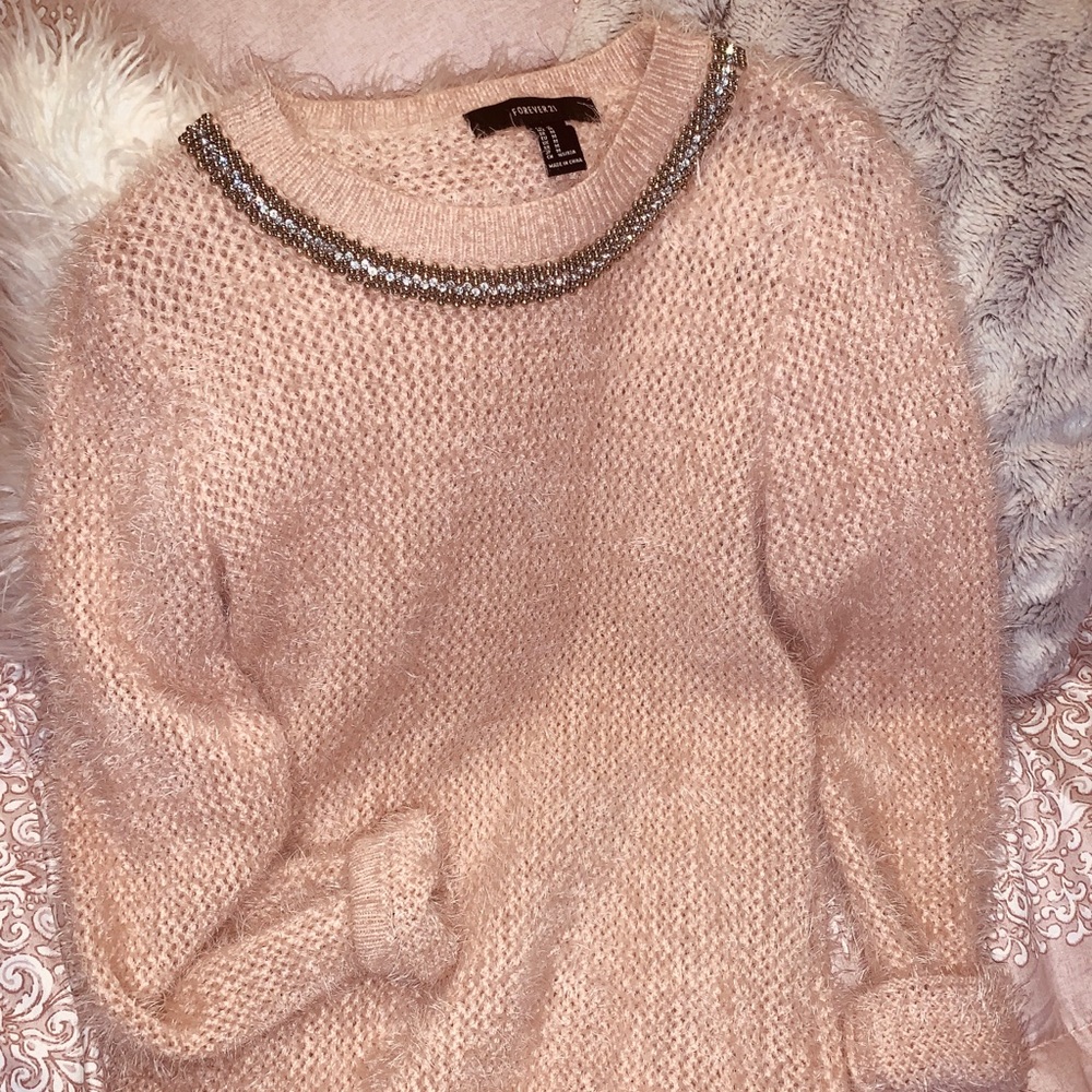 Forever21 embellished fuzzy sweater